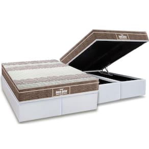 Cama Box Baú Queen: Colchão Ortopédico Probel D33 / EP Guarda Costas PróIntense Plus + Base CRC Courano White(158x198)