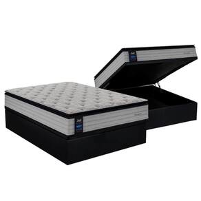 Cama Box Baú Casal: Colchão Molas Sealy MasterPocket Ensacadas Passion + Base CRC Suede Black(138x188)