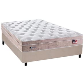 Cama Box Casal: Colchão Molas Ensacadas Plumatex MasterPocket Miami + Base CRC Suede Clean(138x188)