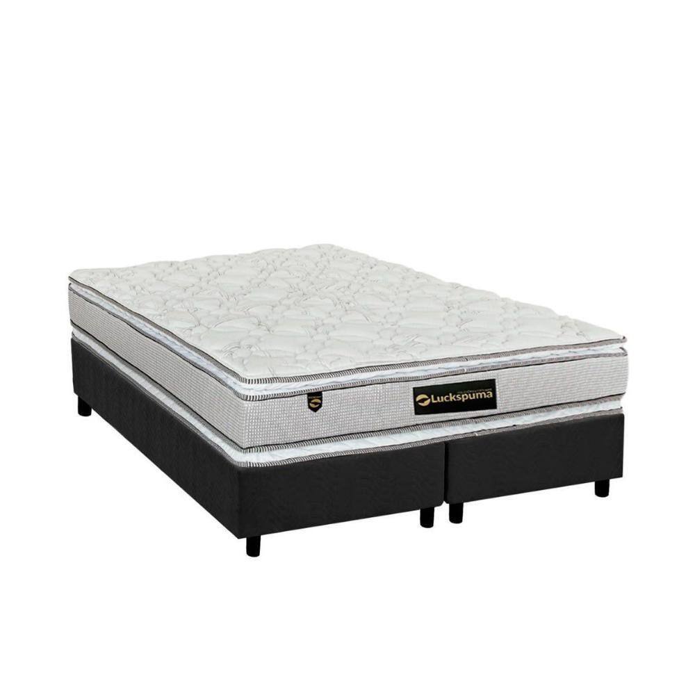 Cama Box King: Colchão Molas Ensacadas Luckspuma MasterPocket Lucksfaction Plus + Base CRC Suede Gray(193x203)