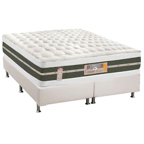 Cama Box King: Colchão Molas Bonnel Castor Silver Star Air DF + Base CRC Courano White(193x203)