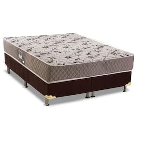 Cama Box Queen: Colchão Anatômico Herval D28/AG65 Black + Base CRC Suede Brown(158x198)