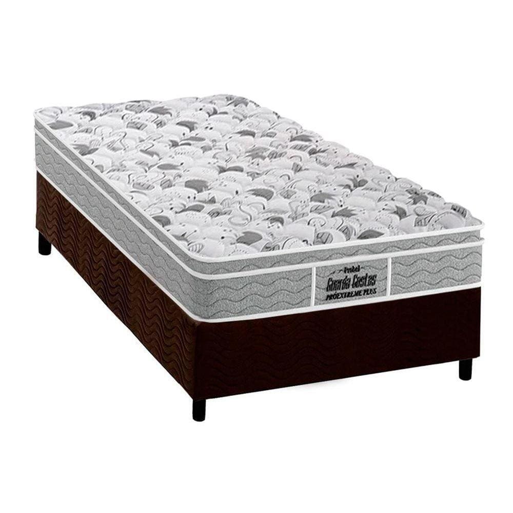 Cama Box Solteiro: Colchão Anatômico Probel D45/EP Guarda Costas Próextreme Plus + Base CRC Suede Brown(88x188)