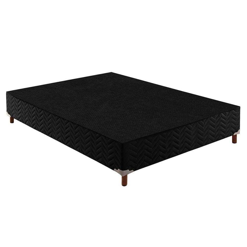Cama Box Base Casal Sommier Rústico Bordado Black (138x188x20) - Paropas