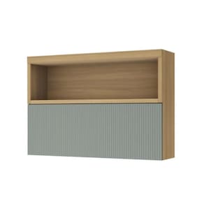 Módulo Cozinha Nesher Marquesa Armário c/ Nicho e 1 Porta Basculante Ripada 120cm Nature/Verde - Nesher