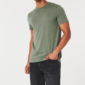 Camiseta Verde Mesclado Hollister 100% Algodão Masculina