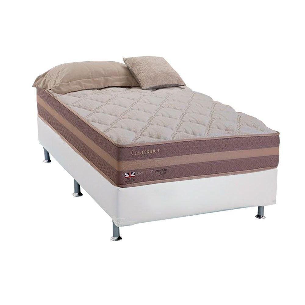 Cama Box Solteiro: Colchão Molas Herval Maxspring Casablanca + Base CRC Courano White(88x188)
