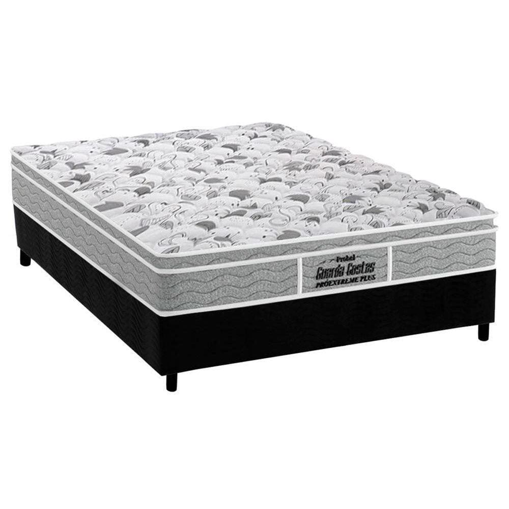 Cama Box Casal: Colchão Espuma D45 Probel /EP Guarda Costas Próextreme Plus + Base CRC Suede Black(138x188)