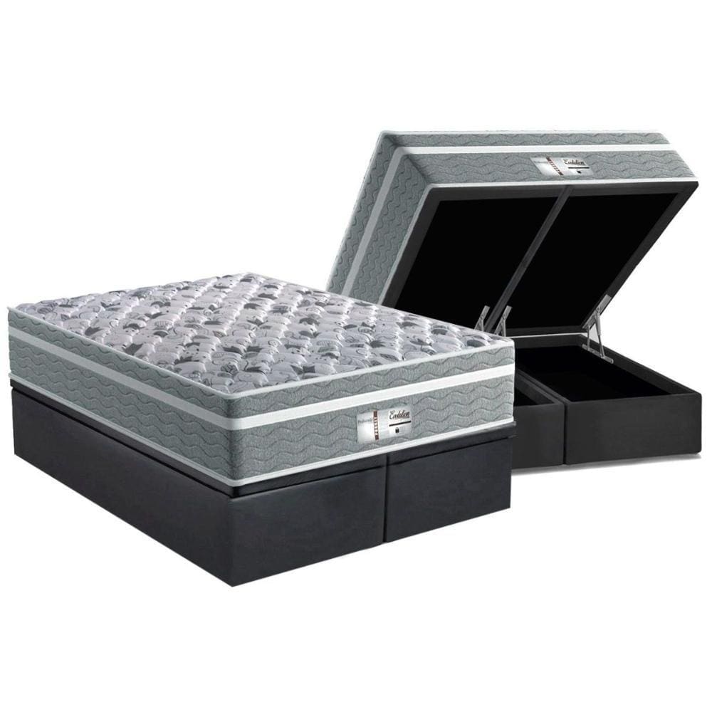 Cama Box Baú King: Colchão Molas Ensacadas Probel MasterPocket ProDormir Evolution + Base CRC Suede Gray(193x203)