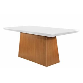 Mesa de Sala Jantar Luna + Tampo Madeirado Reto 180x90cm Off White/Imbuia - Rufato