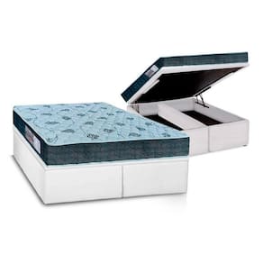 Cama Box Baú King: Colchão Ortopédico Orthoflex D45 / EP Cecina + Base CRC Courano White(193x203)