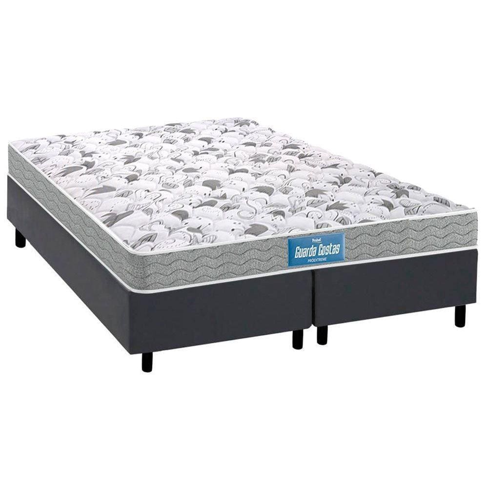 Cama Box Queen: Colchão Ortopédico Probel D45/EP Anatômico Guarda Costas Próextreme Double Face + Base CRC Suede Gray(158x198)