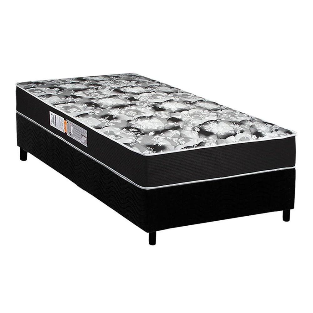 Cama Box Solteiro: Colchão Espuma D45 Luckspuma Gran Luck Pro + Base CRC Suede Black(88x188)