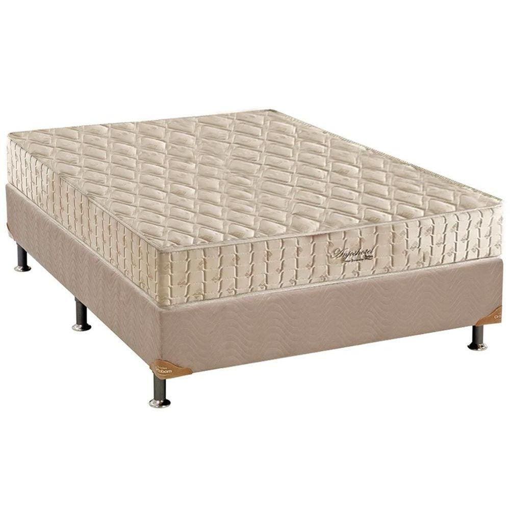 Cama Box Casal: Colchão Molas Anjos Hotelaria Superlastic Hotel + Base CRC Suede Clean(138x188)