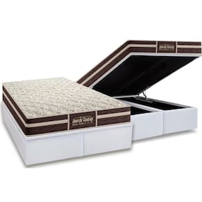 Cama Box Baú Queen: Colchão Ortopédico Probel Guarda Costas Extra Firme + Base CRC Courano White(158x198)