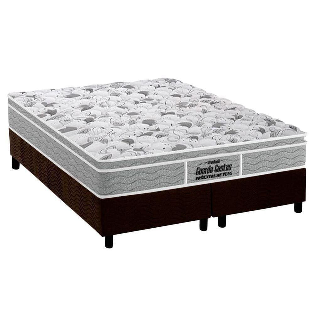 Cama Box Queen: Colchão Ortopédico Probel D45/EP Guarda Costas Próextreme Plus + Base CRC Suede Brown(158x198)