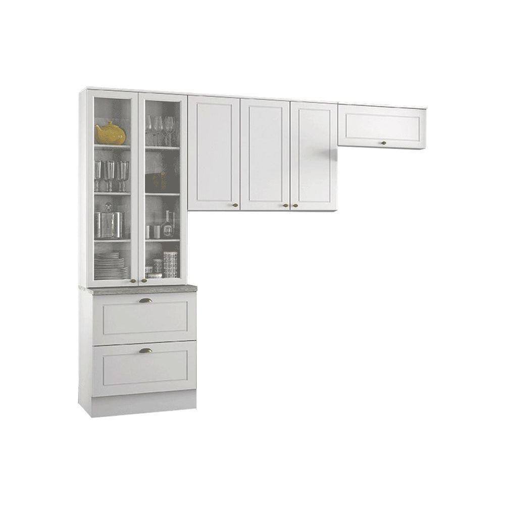 Kit de Cozinha Modulada 3 Peças Americana (2 Armários + 1 Paneleiro) CPT07 Branco - Henn