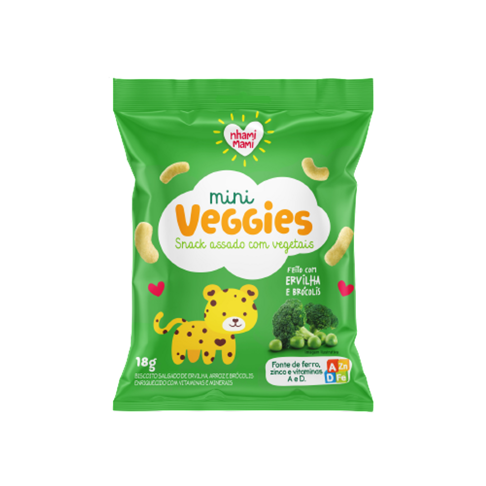 Kit 3X: Snack Infantil Ervilha e Brócolis Nhami Mami 18g
