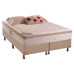 Cama Box King: Colchão Molas MasterPocket Ensacadas Herval Pallace Bambu Plus + Base CRC Suede Bege(193x203)