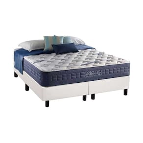 Cama Box King: Colchão Molas MasterPocket Ensacadas Anjos Blue Sea + Base CRC Courano Branco(193x203)