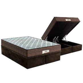 Cama Box Baú Queen: Colchão Molas Probel MasterPocket Ensacadas ProDormir Pallace + Base CRC Suede Brown(158x198)