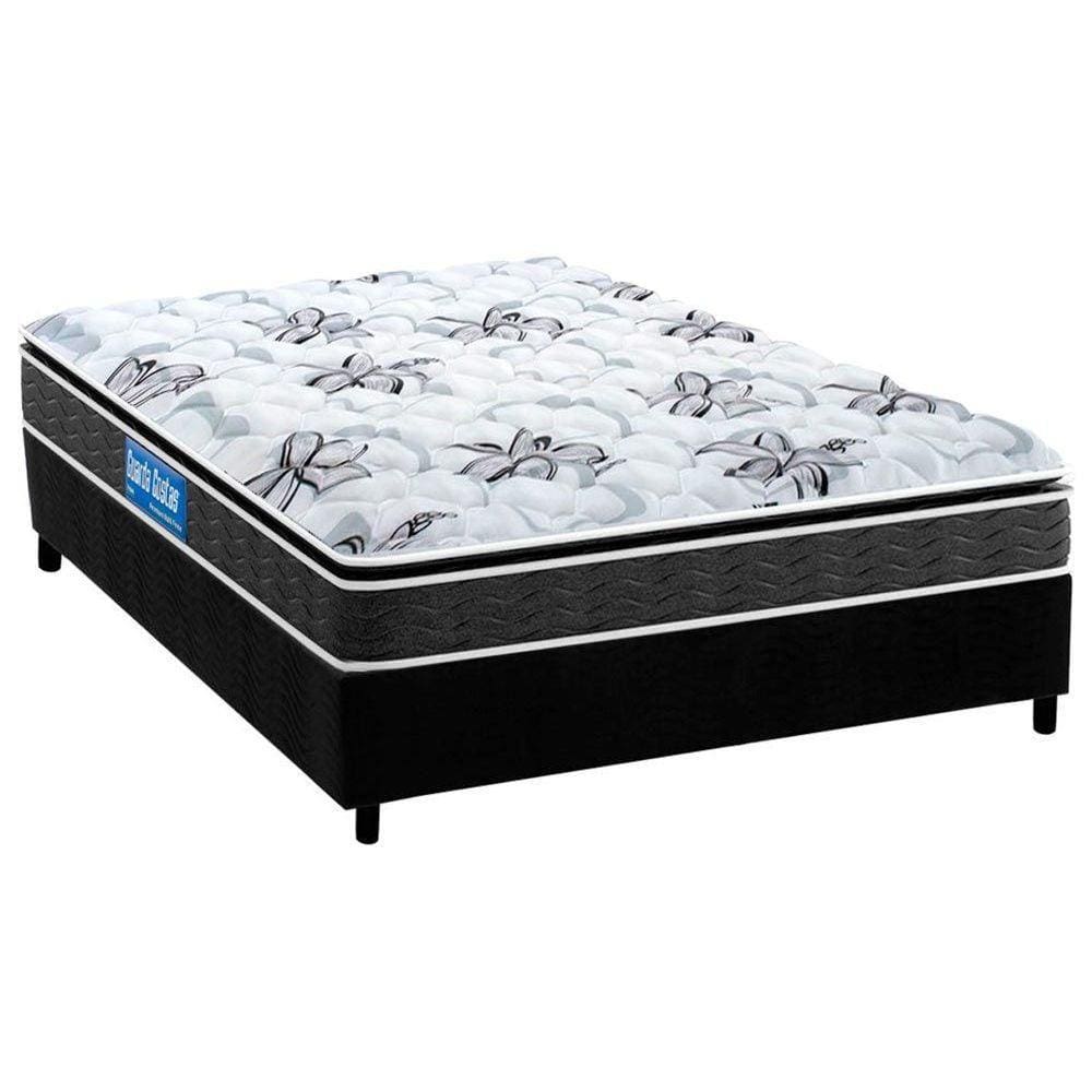 Cama Box Casal: Colchão Espuma Probel D28 Guarda Costas Premium Multi Firme + Base CRC Suede Black(138x188)