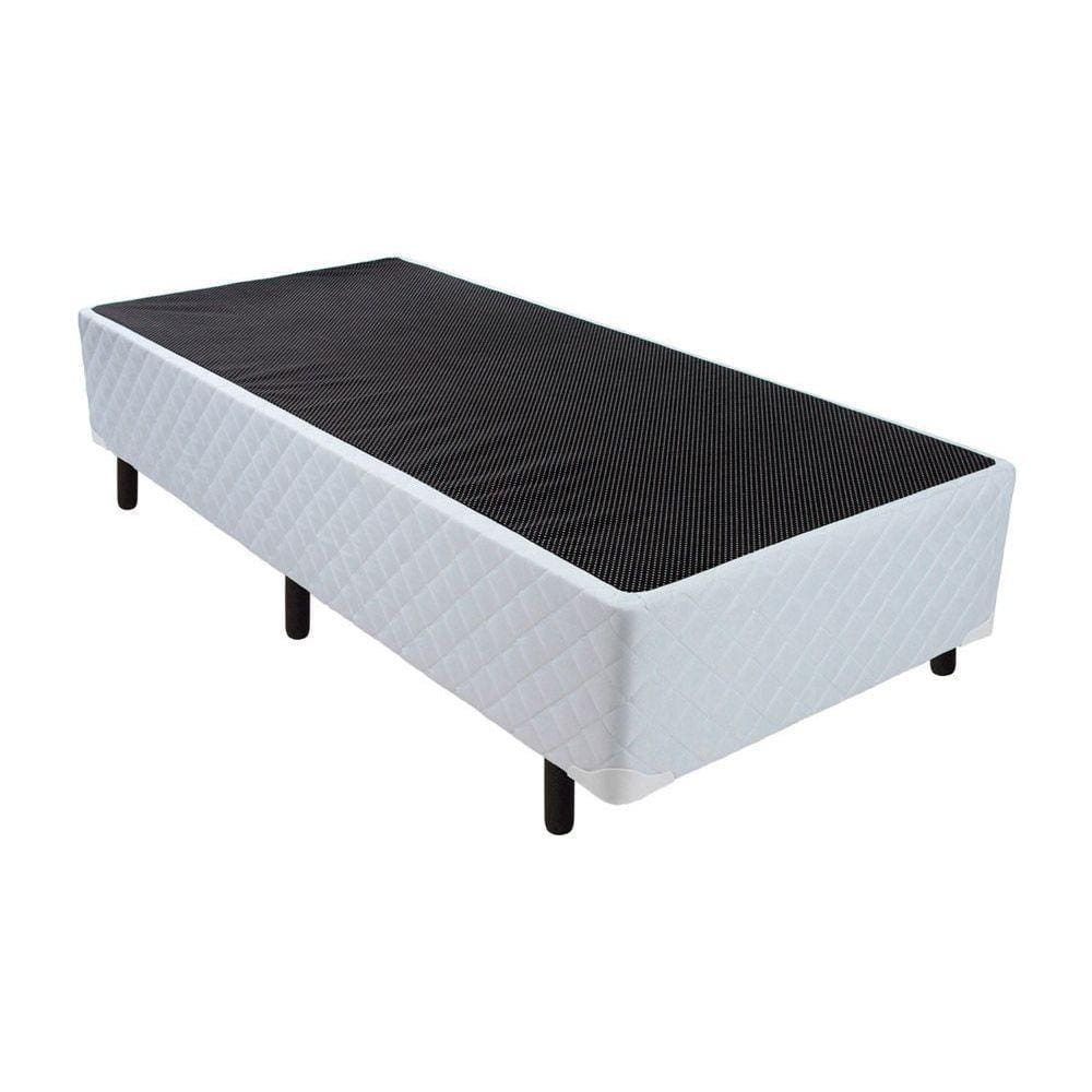 Cama Box Base Solteiro Universal Tecido White (88x188x24) - Luckspuma