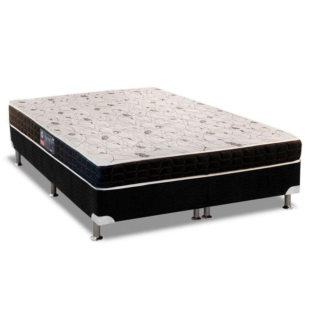 Cama Box King: Colchão Anatômico Anjos D28/AG65 Pantanal Thierry + Base CRC Suede Black(193x203)