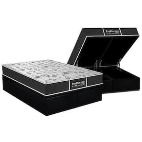 Cama Box Baú Queen: Colchão Molas Probel Prolastic ProDormir Sleep + Base CRC Suede Black(158x198)