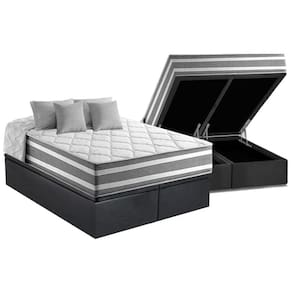 Cama Box Baú King: Colchão Molas Anjos Superlastic Duo Sono + Base CRC Suede Gray(193x203)