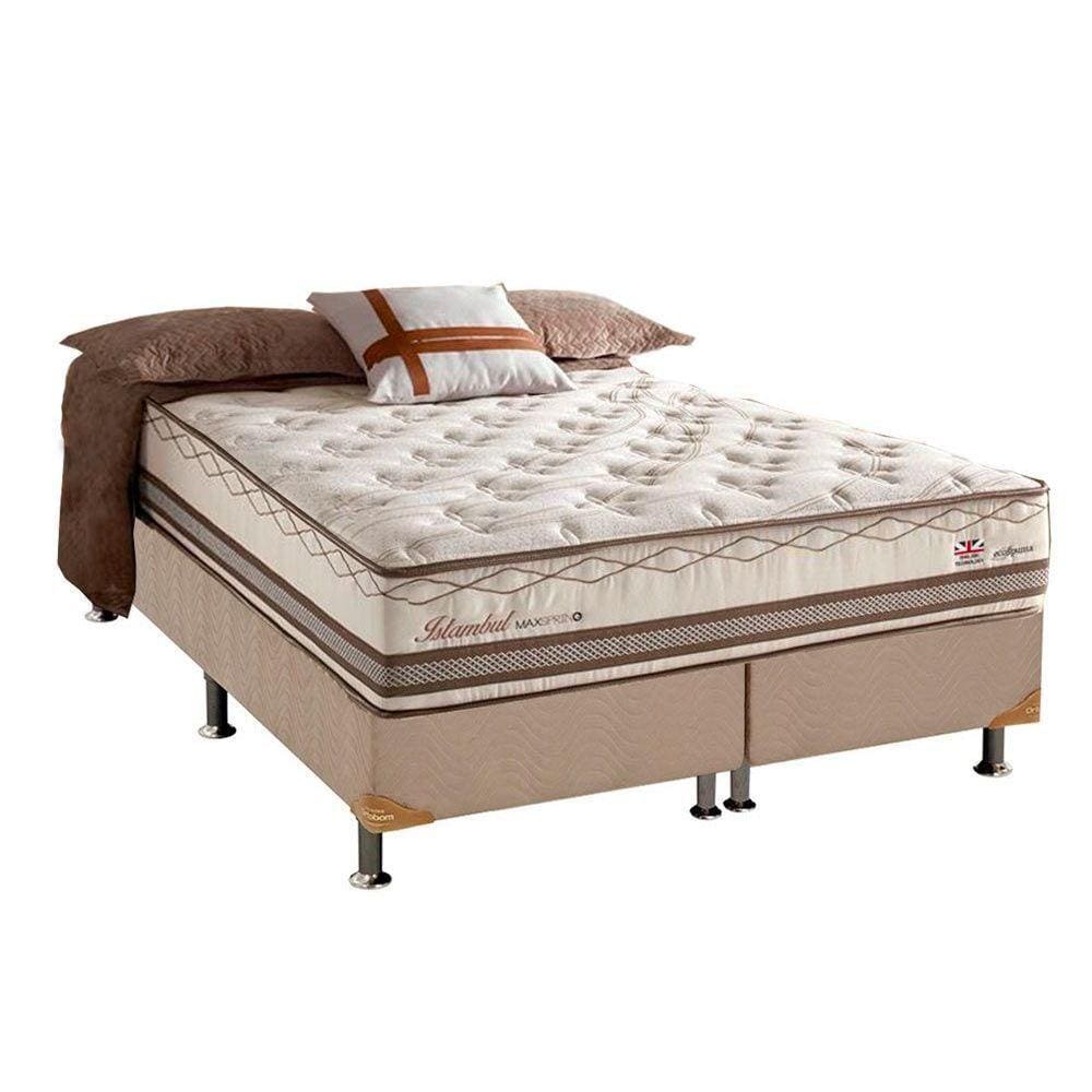Cama Box King: Colchão Molas Herval Maxspring Istambul + Base CRC Suede Clean(193x203)