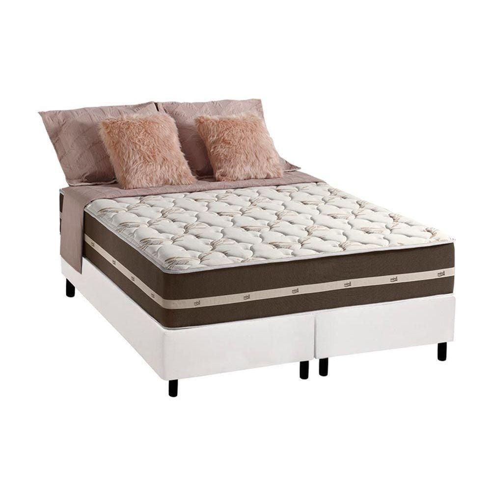 Cama Box Queen: Colchão Molas Anjos Superlastic Classic + Base CRC Courano White(158x198)