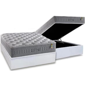 Cama Box Baú Casal: Colchão Molas Ensacadas Anjos MasterPocket Soft Dream + Base CRC Courano White(138x188)