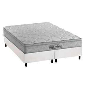 Cama Box Queen: Colchão Espuma Probel D40 Guarda Costas Premium Hiper Firme + Base CRC Courano White(158x198)