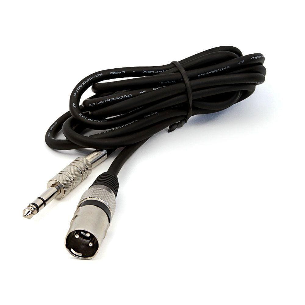 Cabo P10 Para Xlr Macho Preto Estereo - 10 Metros