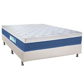 Cama Box Casal: Colchão Molas Probel Prolastic Blue + Base CRC Courano White(138x188)