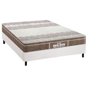 Cama Box Casal: Colchão Ortopédico Probel D33/EP Guarda Costas Próintense Plus + Base CRC Suede White(138x188)
