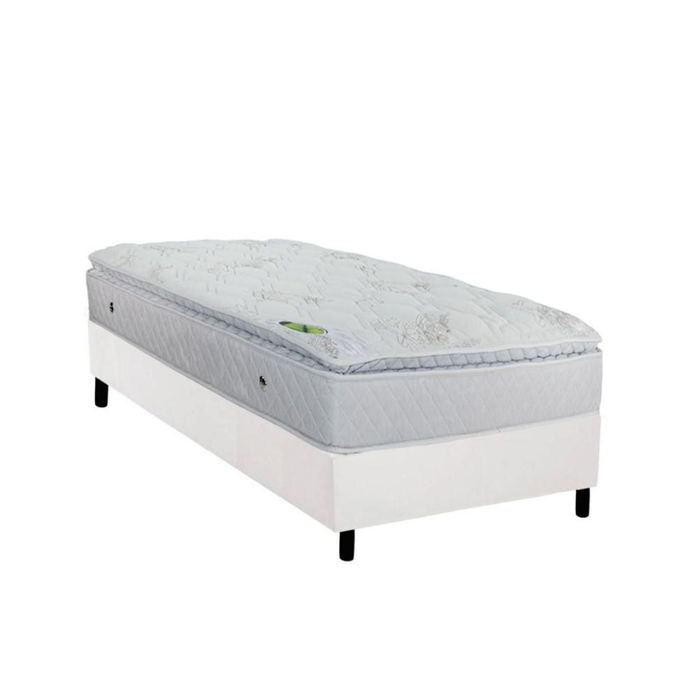 Cama Box Solteiro: Colchão Molas Ensacadas Luckspuma MasterPocket Maxi Dream + Base CRC Suede White(88x188)