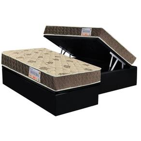 Cama Box Baú Solteiro: Colchão Ortopédico Orthoflex D33 / EP Matera + Base CRC Suede Black(88x188)