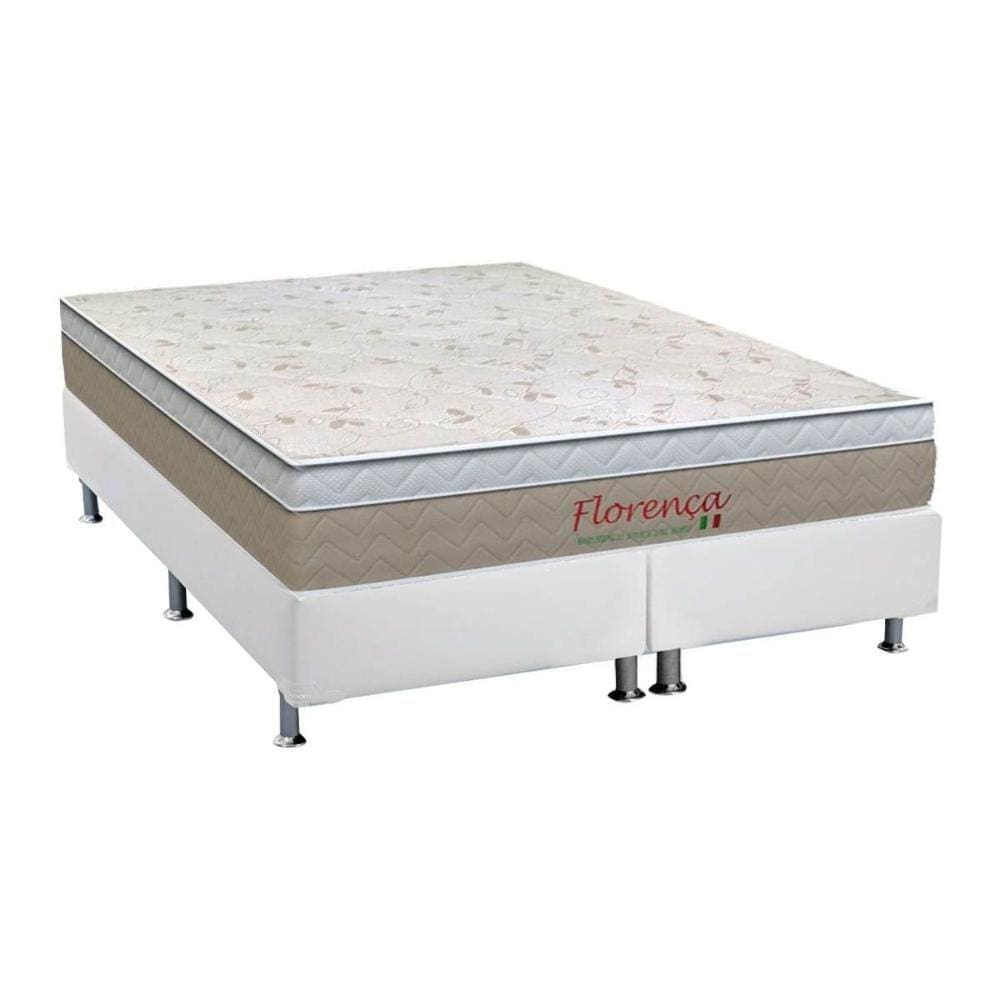 Cama Box Queen: Colchão Molas Bonnel Orthoflex Florença + Base CRC Courano White(158x198)