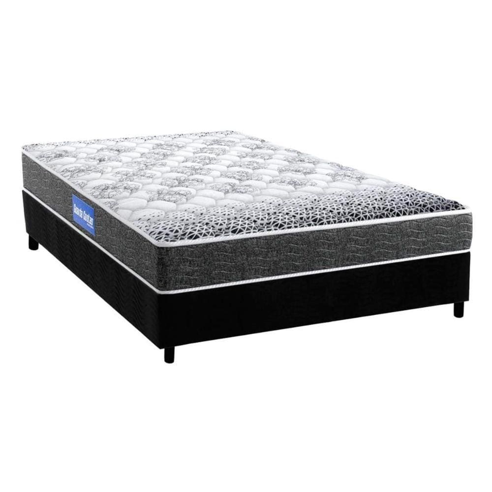 Cama Box Casal: Colchão Espuma Probel Guarda Costas Super Resistente + Base CRC Suede Black(138x188)