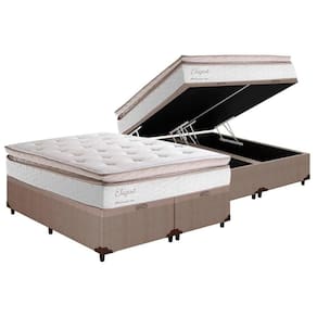 Cama Box Baú Queen: Colchão Molas Herval MasterPocket Ensacadas Elegant + Base CRC Courano Clean(158x198)