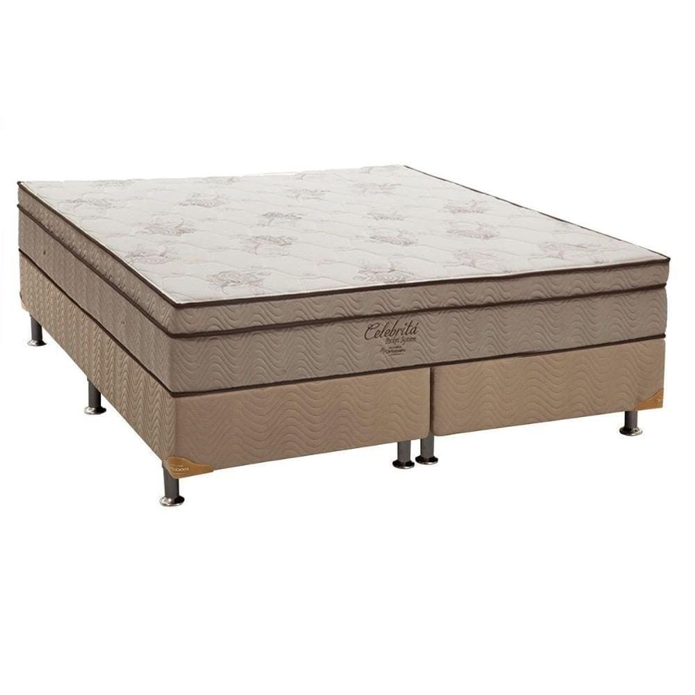 Cama Box Queen: Colchão Molas Ensacadas Ortobom SuperPocket Celebrita + Base CRC Suede Clean(158x198)