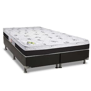 Cama Box Queen: Colchão Ortopédico Luckspuma D33/AG65 Aspen 50 + Base CRC Suede Black(158x198)
