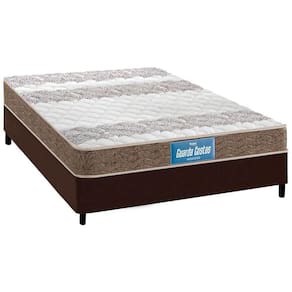 Cama Box Casal: Colchão Espuma Probel D33/EP Guarda Costas Próintense Double Face + Base CRC Courano Brown(138x188)