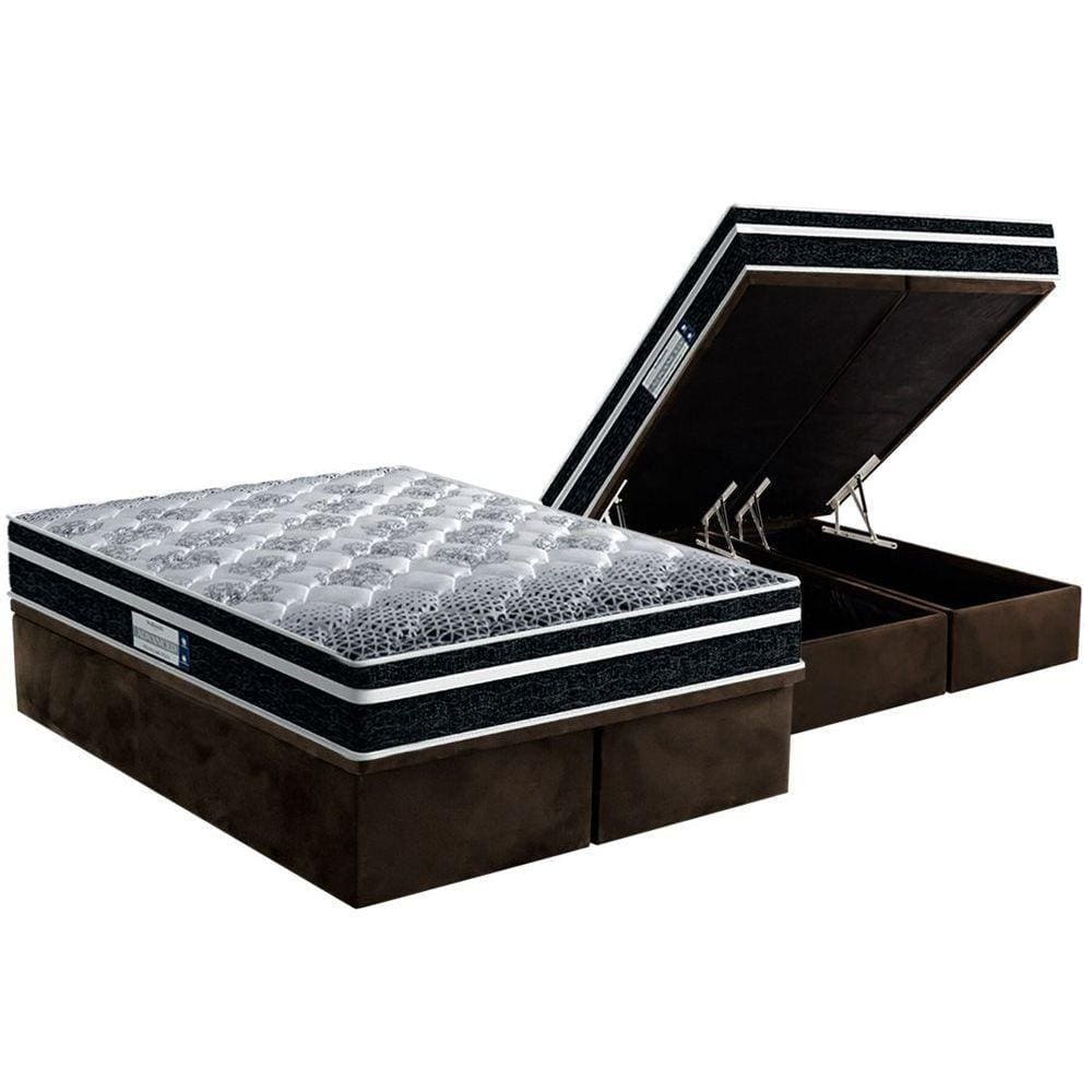Cama Box Baú Queen: Colchão Ortopédico Probel D33/EP ProDormir Advanced Tech1500 Plus + Base CRC Suede Brown(158x198)