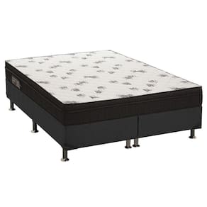 Cama Box Queen: Colchão Espuma Ortobom D45 Light + Base CRC Suede Black(158x198)