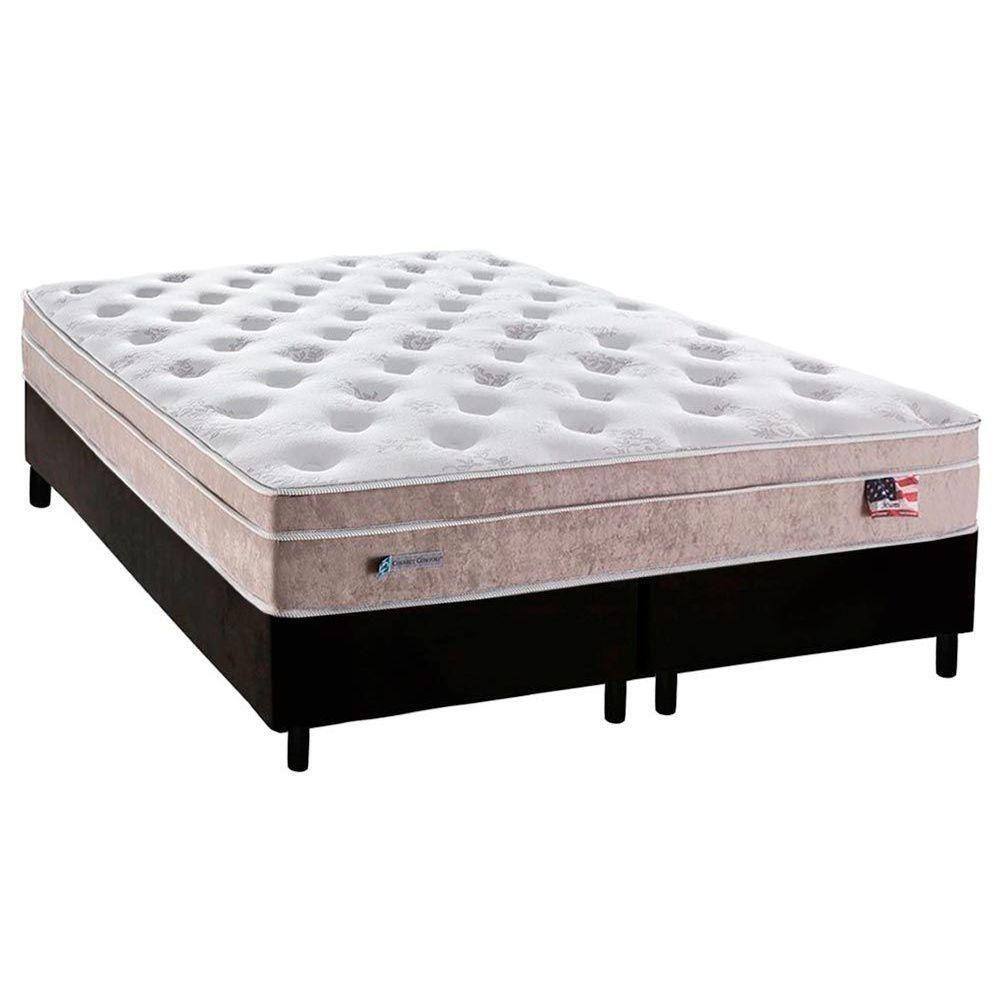 Cama Box King: Colchão Molas MasterPocket Ensacadas Plumatex Miami + Base CRC Courano Black(193x203)