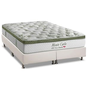 Cama Box Queen: Colchão Molas MasterPocket Ensacadas Herval Monte Carlo Visco + Base CRC Courano Branco(158x198)