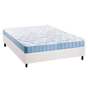Cama Box Casal: Colchão Espuma Anjos Querubim + Base CRC Courano White(138x188)